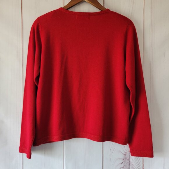 Vintage Dressbarn Open Front Metallic Cardigan, Women’s M Sweater, Red, Holiday - Picture 3 of 8